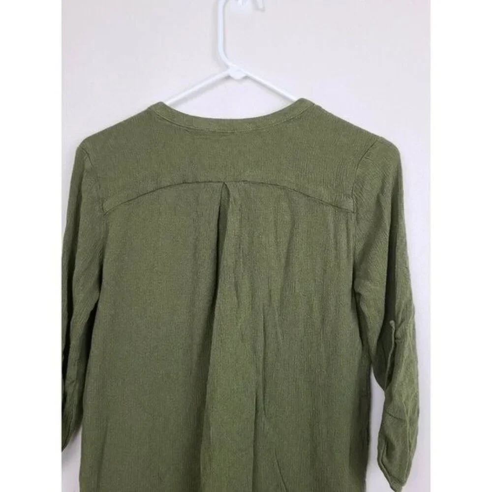 Paper Moon Stitch Fix Womens BOHO Top Medium‎ Olive Green 3/4 Sleeve Casual